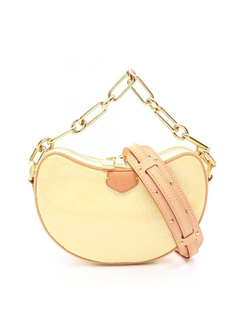 Louis Vuitton Handbag Croissant PM Monogram Vernis 2-Way Patent Yellow Leather